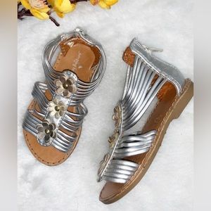 Jumping Beans Girls Silver Gladiator Floral Sandals - Size 11